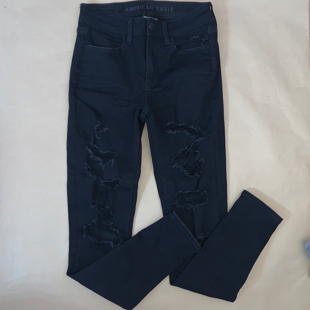 american eagle black ripped jeans